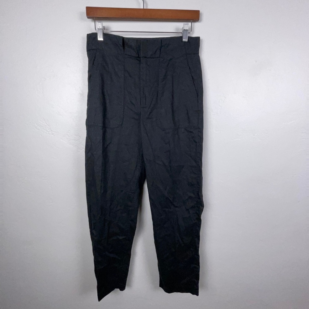 Banana Republic Pants Women 4 Black Slim Stretch Linen Blend Professional Office